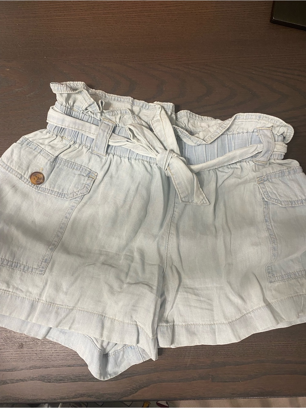 Indigo Rein Light Blue Paperbag Waist Shorts with Tie
